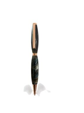 Artisan Handmade Hand Turned Marbleized Acrylic Pen w/ Rose Gold Metal
